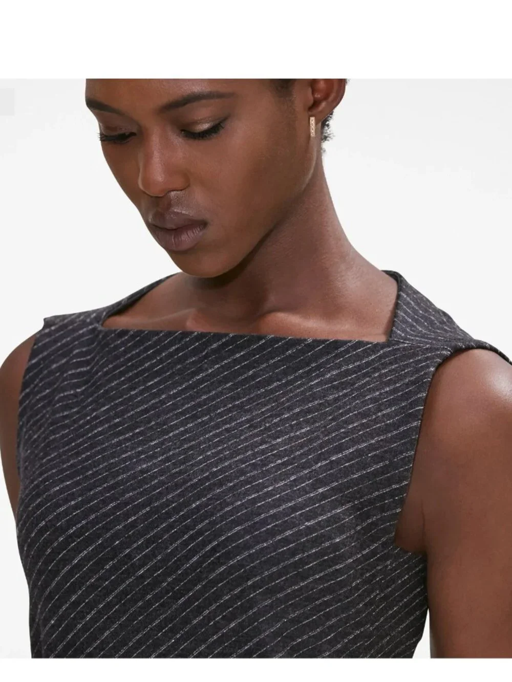 New! M.M.LaFleur The Cindy Dress in Charcoal Grey Etch Pinstripe Women's Size 12